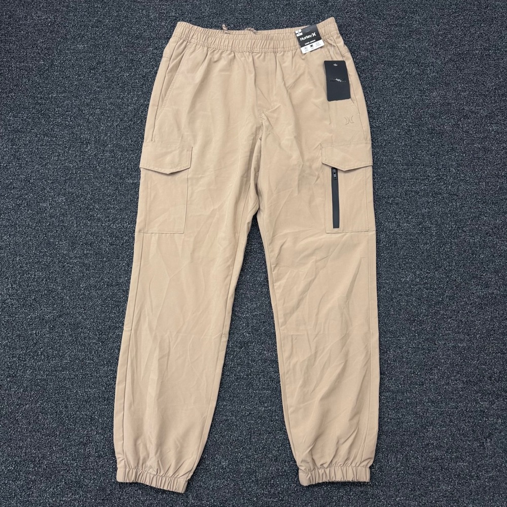 Hurley Mens Exist React Cargo Jogger Pants Men's S Bristlecone Tan Stretch NWT